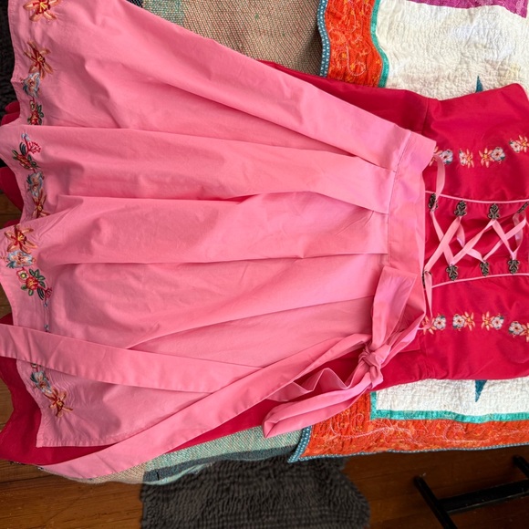 Floral Embroidered Pink and Red Dress - Picture 1 of 1